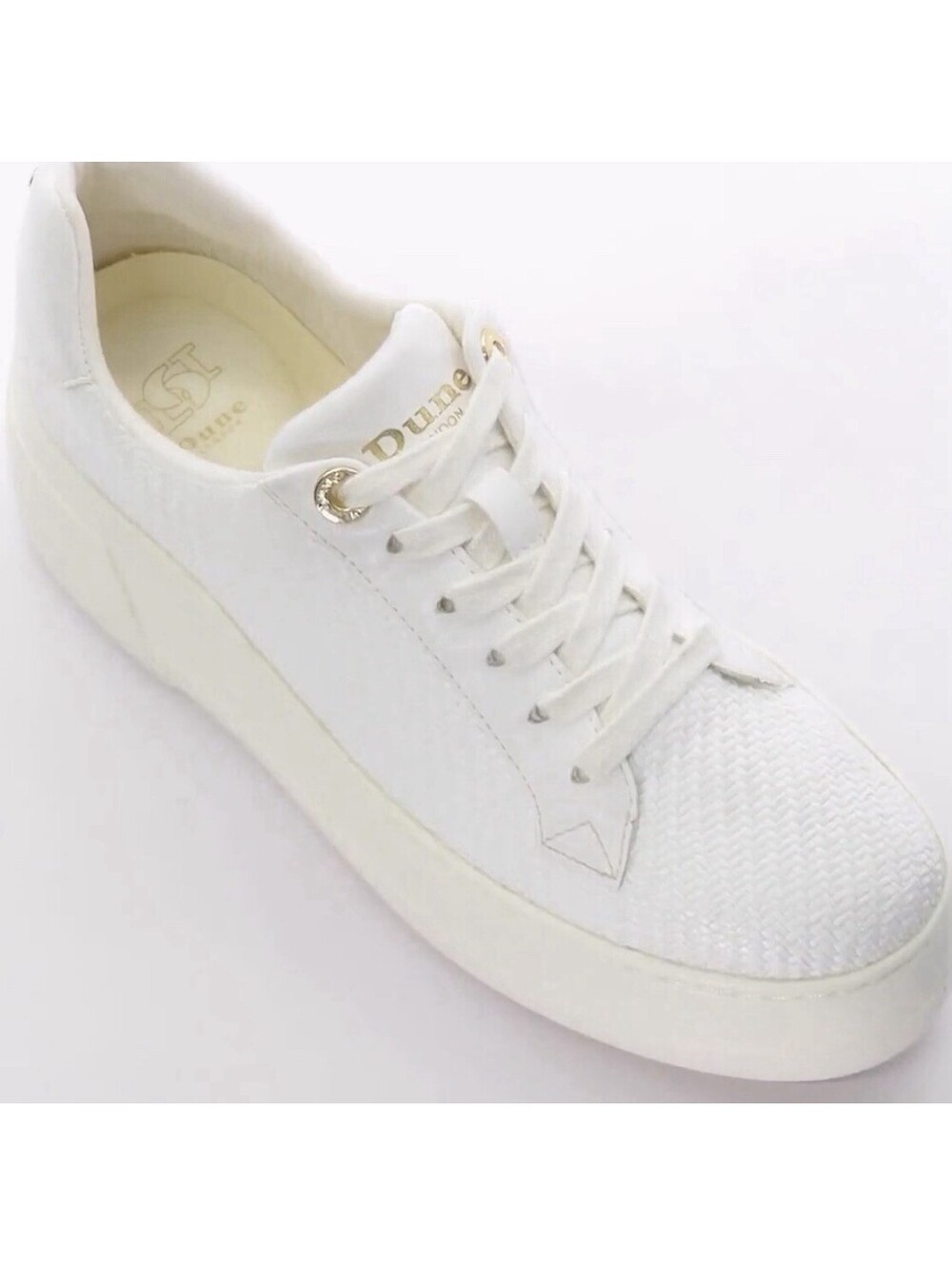 NEW Dune London Womens Size 10 White Episode Leather Platform Trainers Free Ship